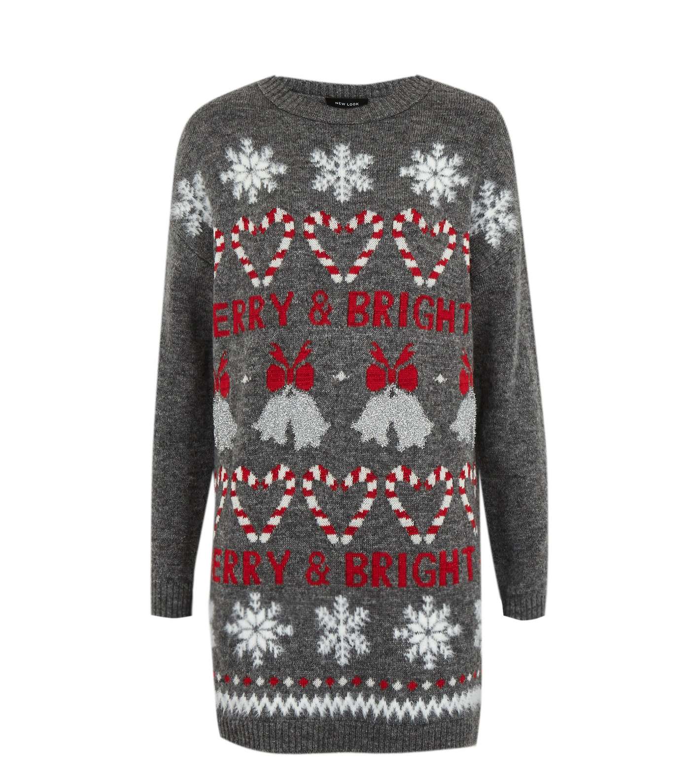 Light Grey Merry and Bright Logo Christmas Jumper Image 5