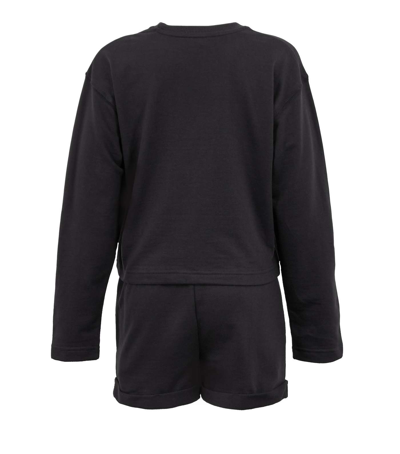 Girls Dark Grey Jersey Sweatshirt and Shorts Lounge Set Image 2