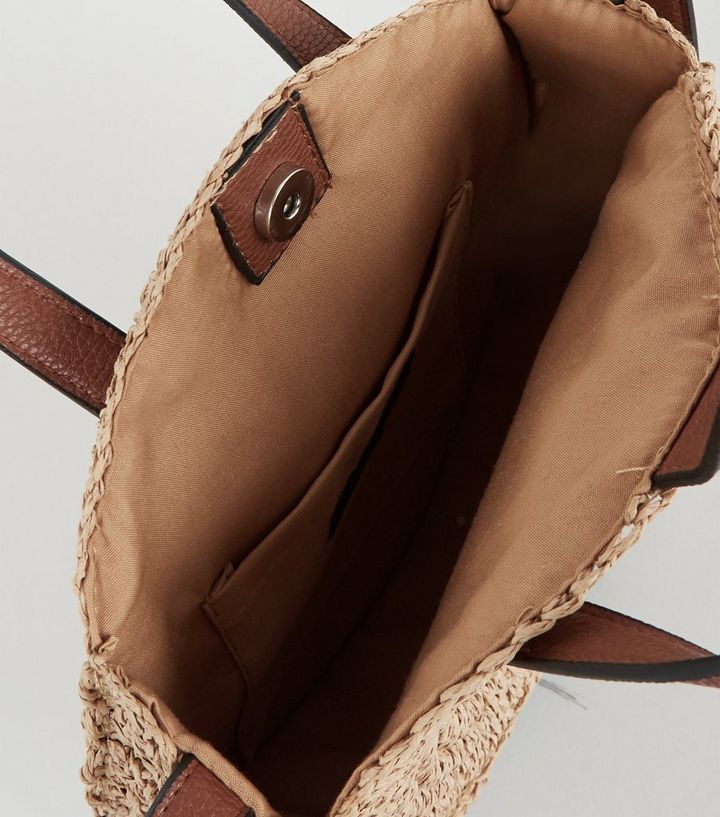 Stone Straw Effect Mini Cross Body Bag New Look