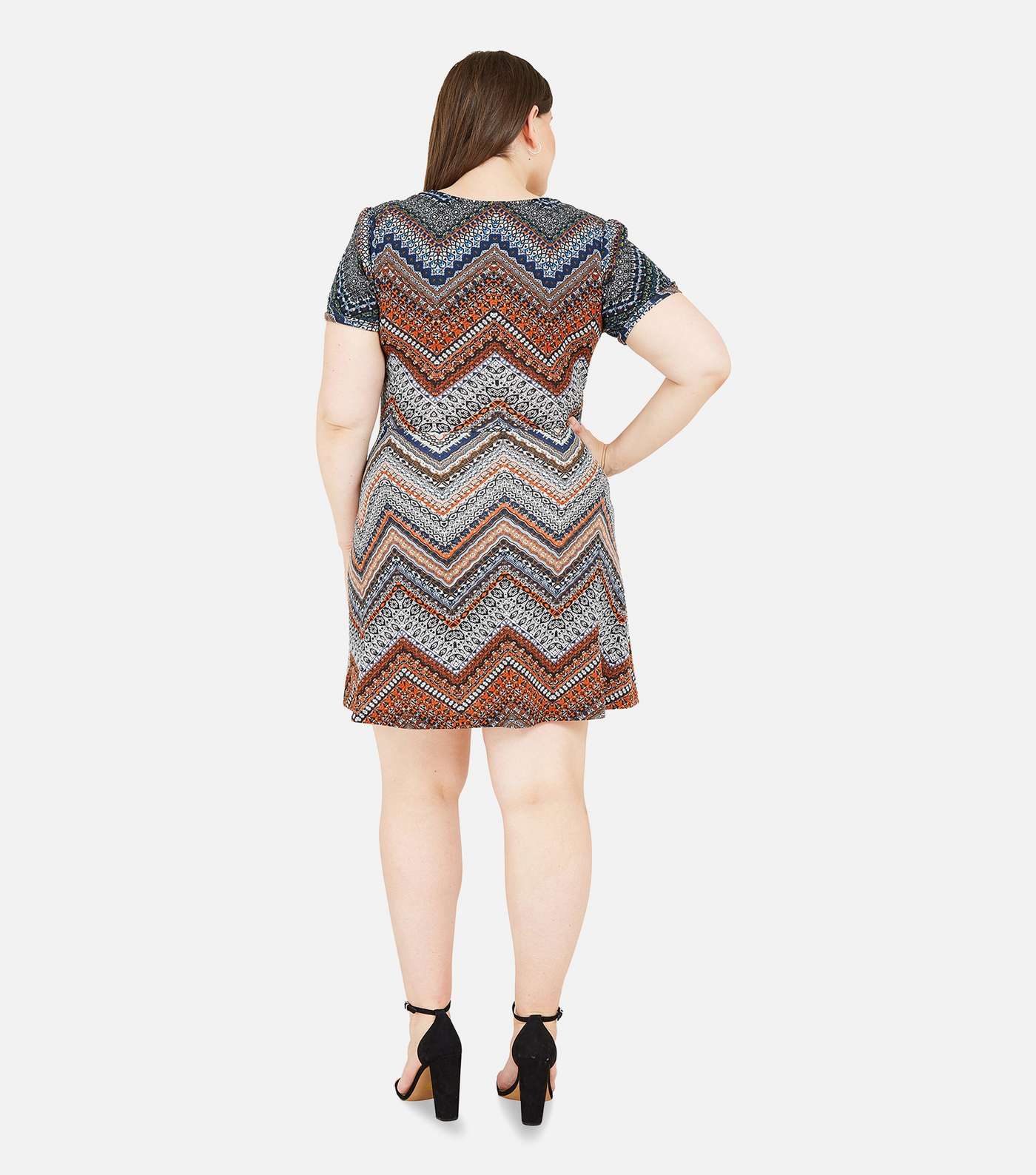 Mela Curves Multicoloured Scarf Print Skater Dress Image 2