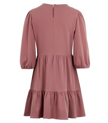 Image of Mid Pink Jersey Tiered Mini Smock Dress New Look