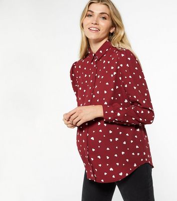 Maternity Red Heart Print Shirt | New Look