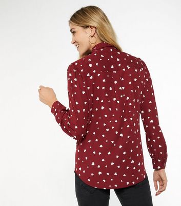 Maternity Red Heart Print Shirt | New Look