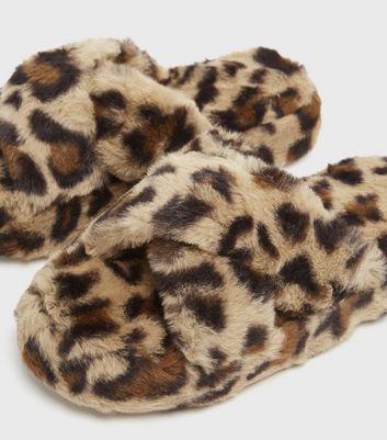 cheetah fur slippers