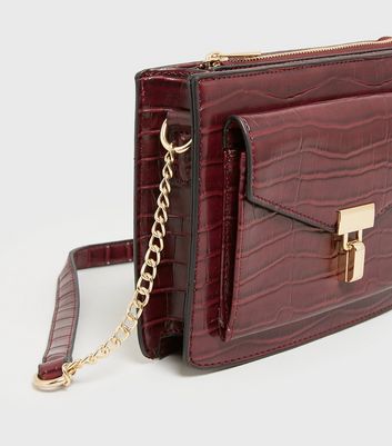 Buy Women Burgundy Croc Embossed Sling Bag online