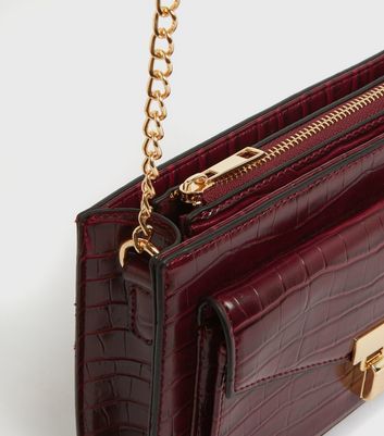 Buy Women Burgundy Croc Embossed Sling Bag online