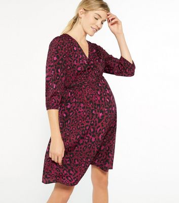 new look leopard print wrap dress