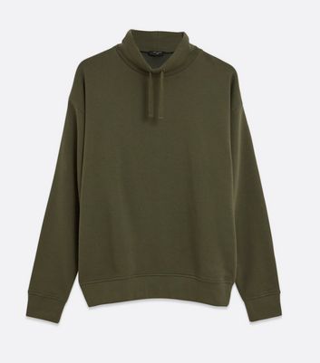 Image of Khaki Funnel Neck Sweatshirt New Look