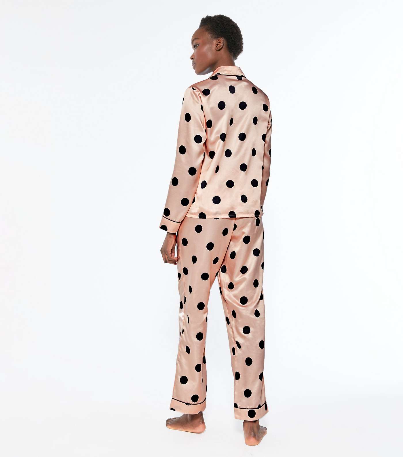 Pink Spot Satin Wide Leg Trouser Pyjama Set Image 5