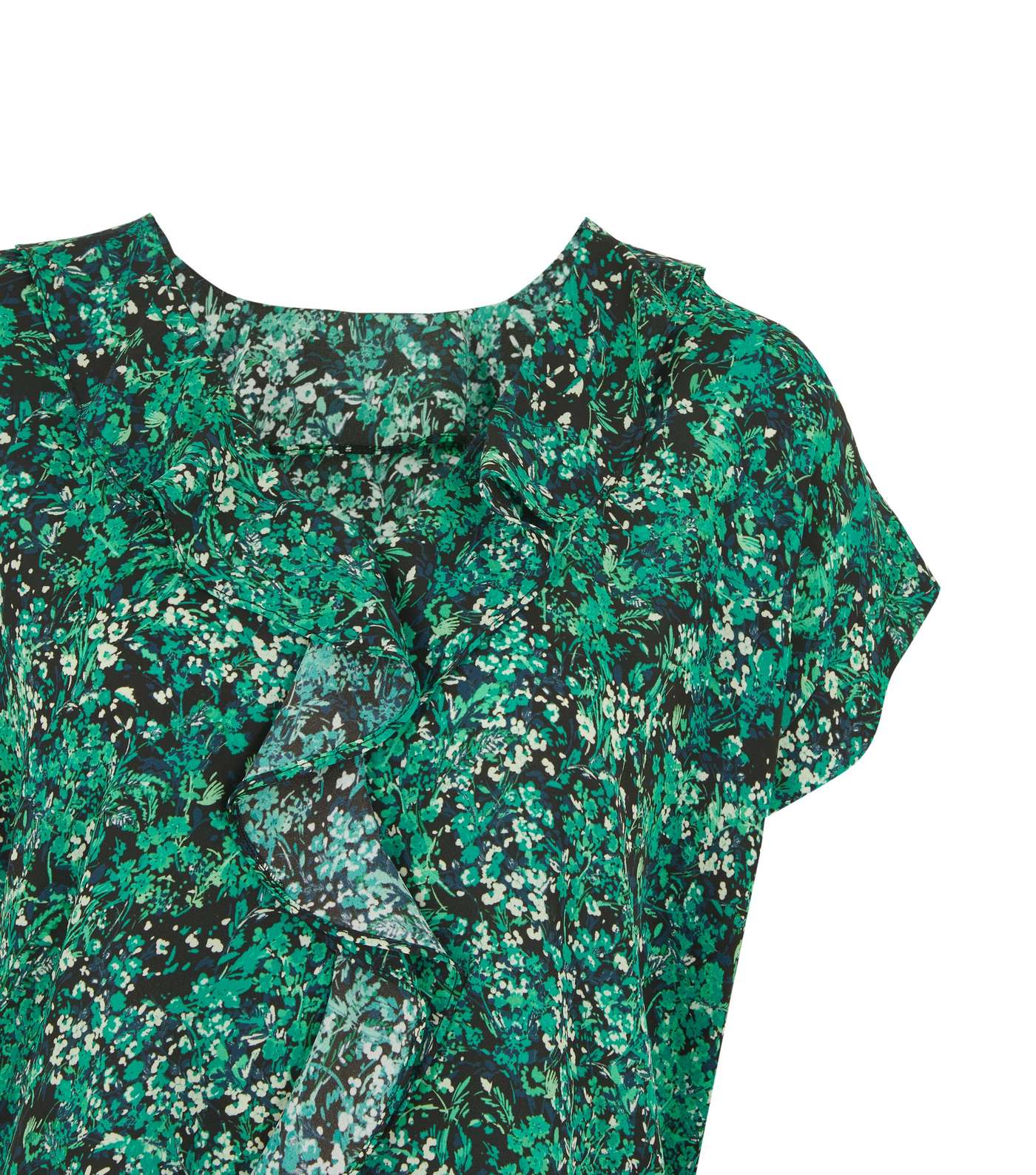 Green Floral Ruffle Front Blouse  Image 3