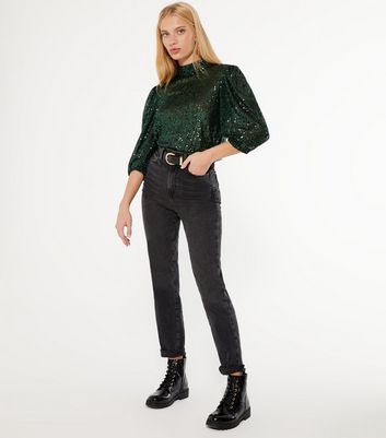 dark green sequin top