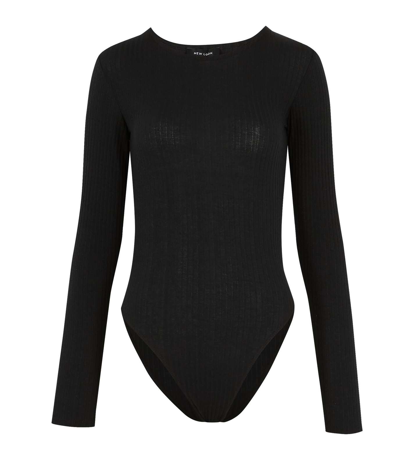 Black Long Sleeve Ribbed Bodysuit Image 5