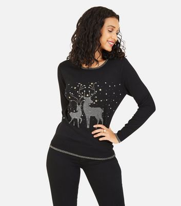 Mela Black Reindeer Star Gem Christmas 