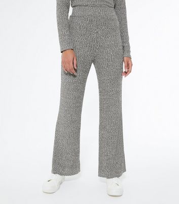 JOSEPH Plated Knit Trousers in Pewter/Black | Endource