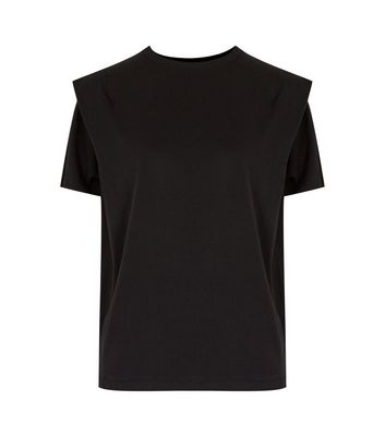 Shoulder Padded T-shirt Black