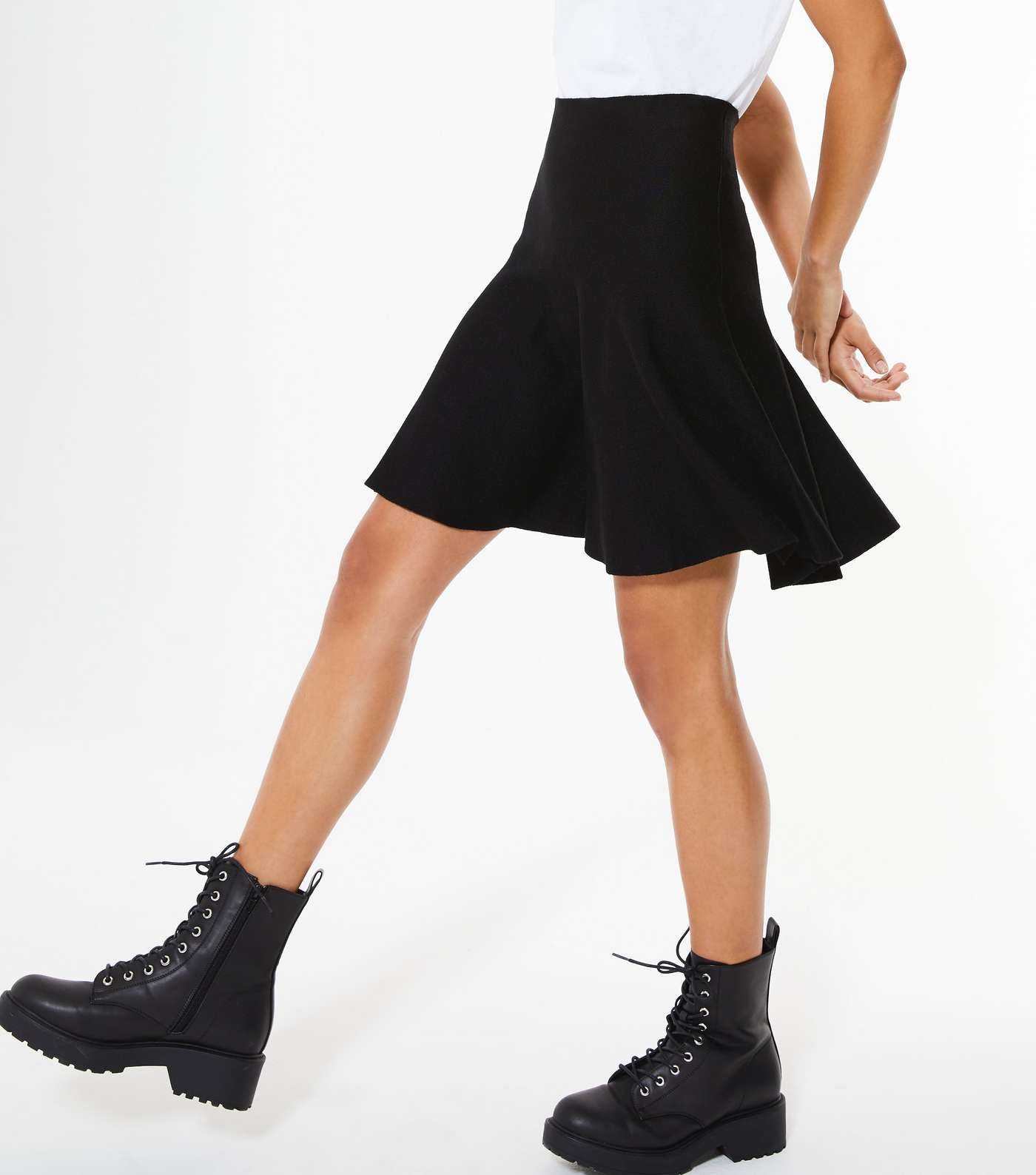 Black Plain Mini Flippy Skirt Image 2