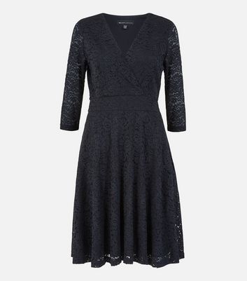 Image of Mela Black Lace Wrap Dress New Look