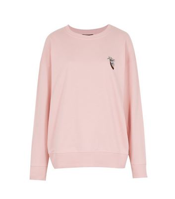 pink embroidered sweatshirt