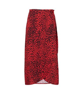 red leopard midi skirt