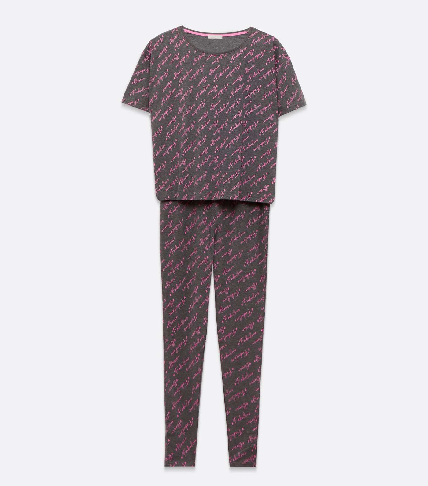 Light Grey Bossin Fabulous Slogan Legging Pyjama Set  Image 5