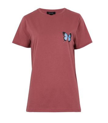 Bright Pink Butterfly T-Shirt | New Look