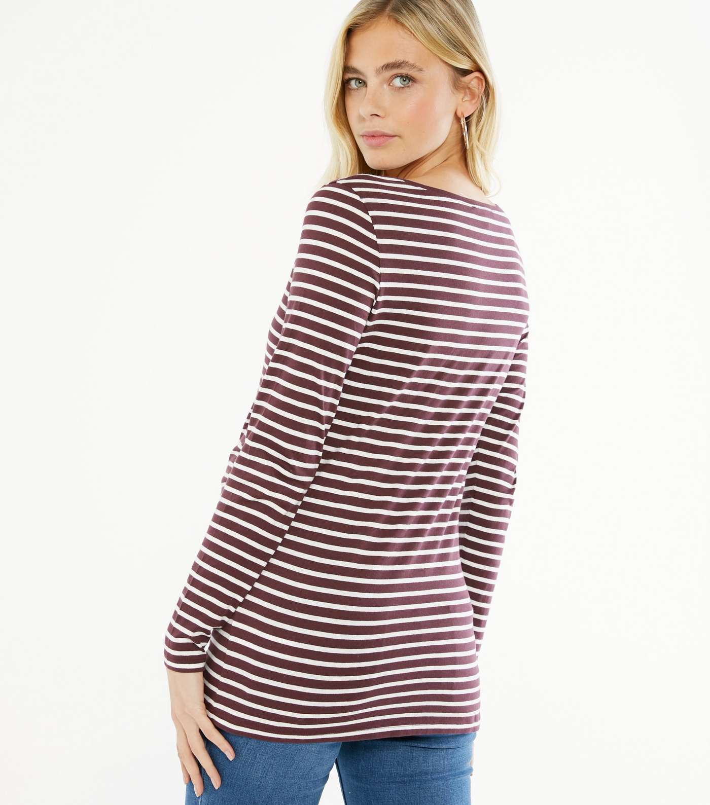 Maternity Red Stripe Long Sleeve Top Image 3
