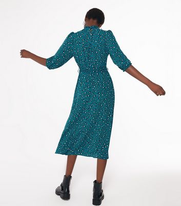 blue leopard print dress new look