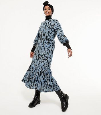 Zara blue zebra store dress