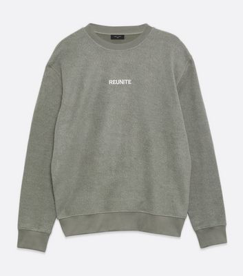 Image of Grey Reunite Embroidered Slogan Sweatshirt New Look