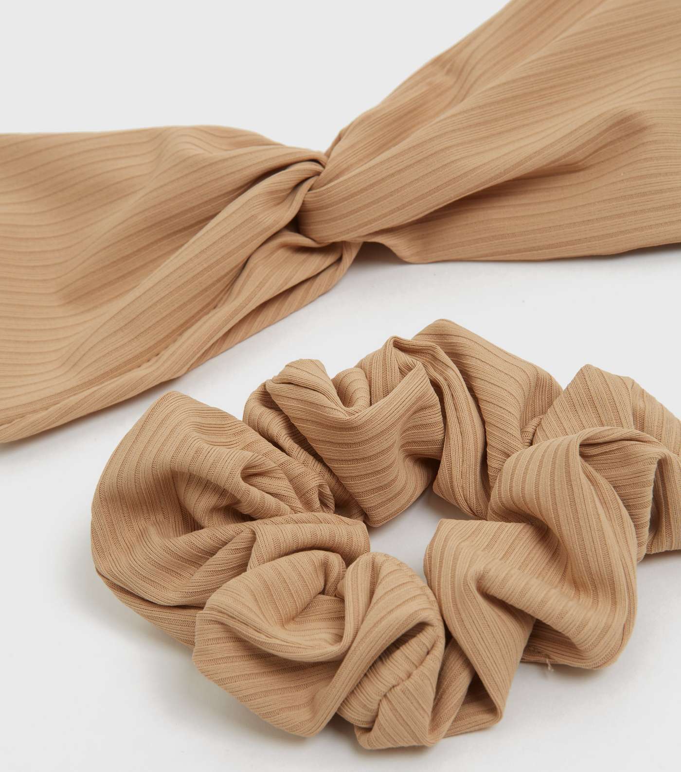 2 Pack Camel Ribbed Headband and Scrunchie  Image 3