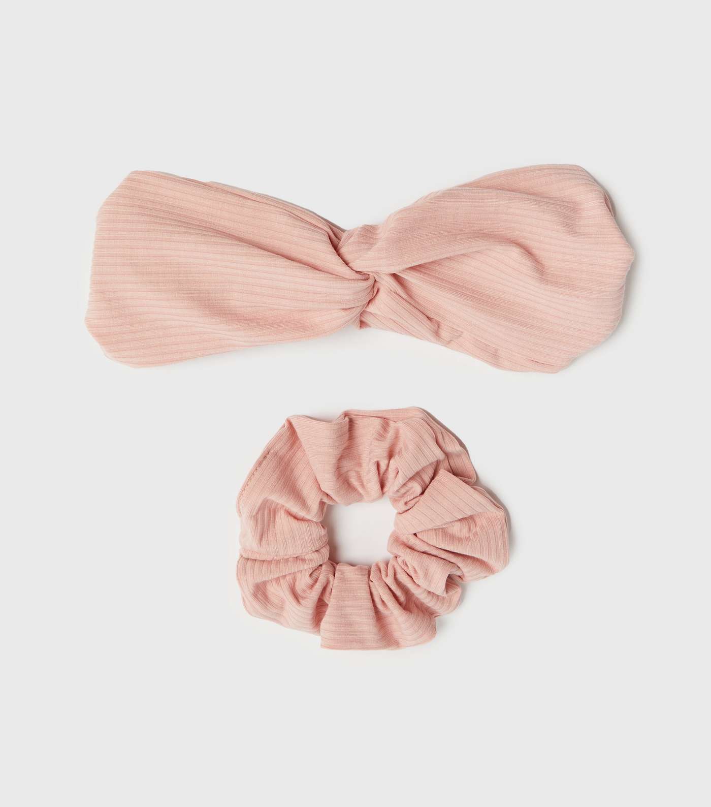 2 Pack Pink Ribbed Headband and Scrunchie