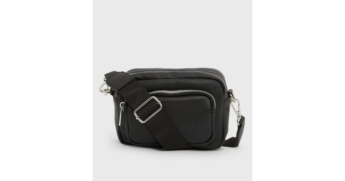 Black LeatherLook Cross Body Bag New Look