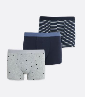 Image of 3 Pack Navy Stripe Spot Boxers New Look
