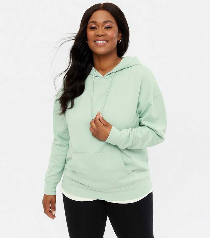 Curves Light Green Oversized Hoodie | New Look