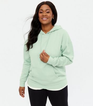 Curves Light Green Oversized Hoodie New Look