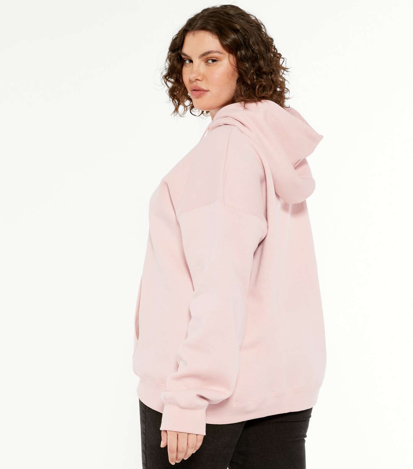 Curves Pale Pink Oversized Hoodie Image 4