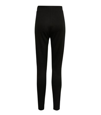 Black Leather-Look Front Panel Leggings 