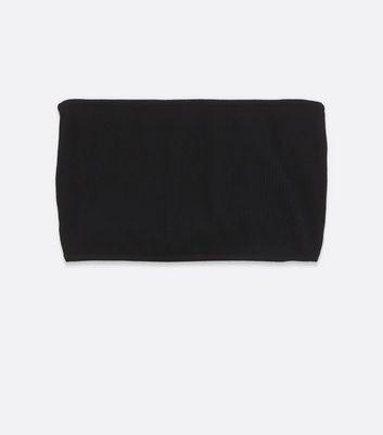 Image of NA-KD Black Ribbed Bandeau Top New Look