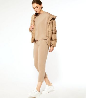 Camel Joggers and Short Sleeve T-Shirt Set | New Look