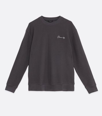 Image of Dark Grey Twill Eternity Logo Sweatshirt New Look