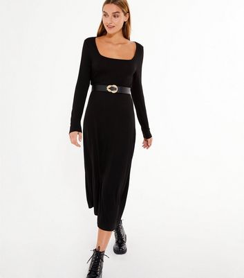 square neck long dress