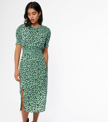 new look blue spot midi dress