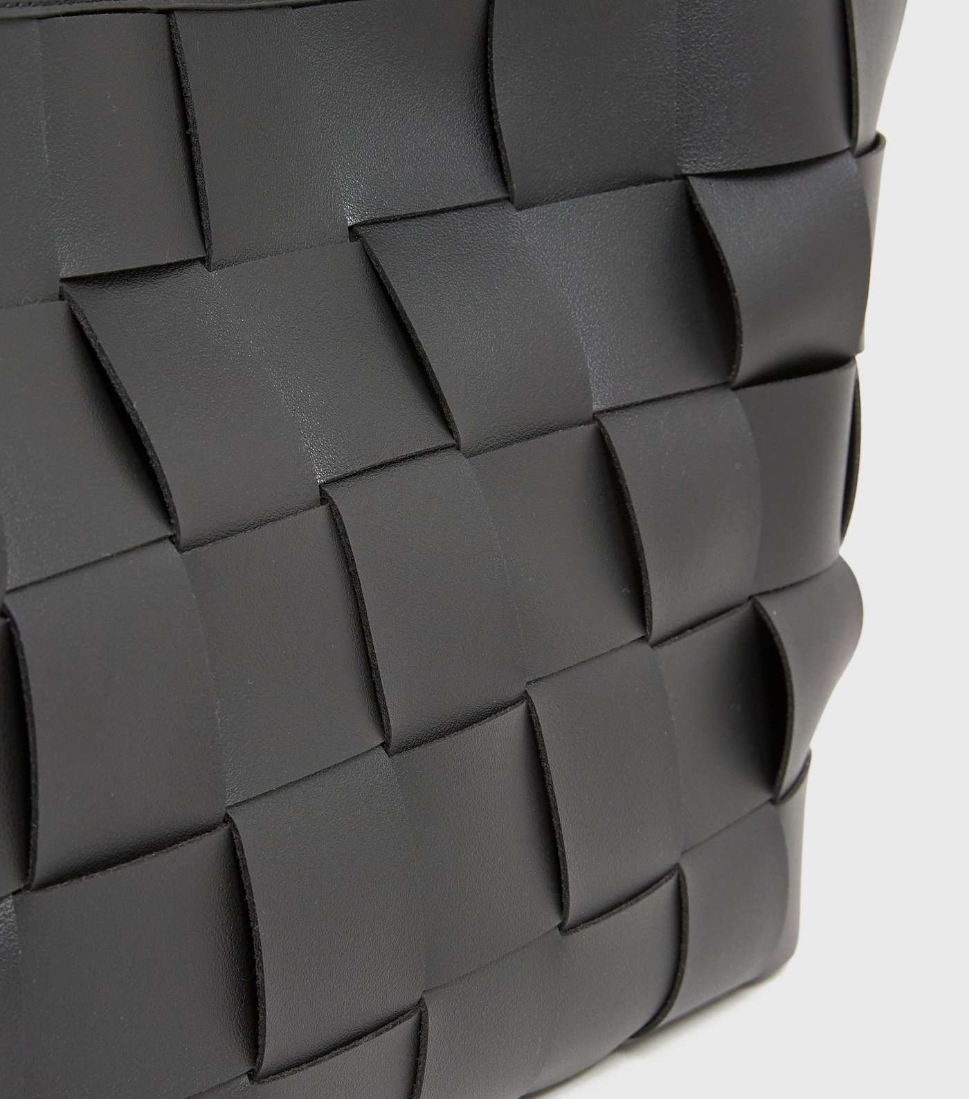 Black Woven Leather-Look Shopper Bag Image 2