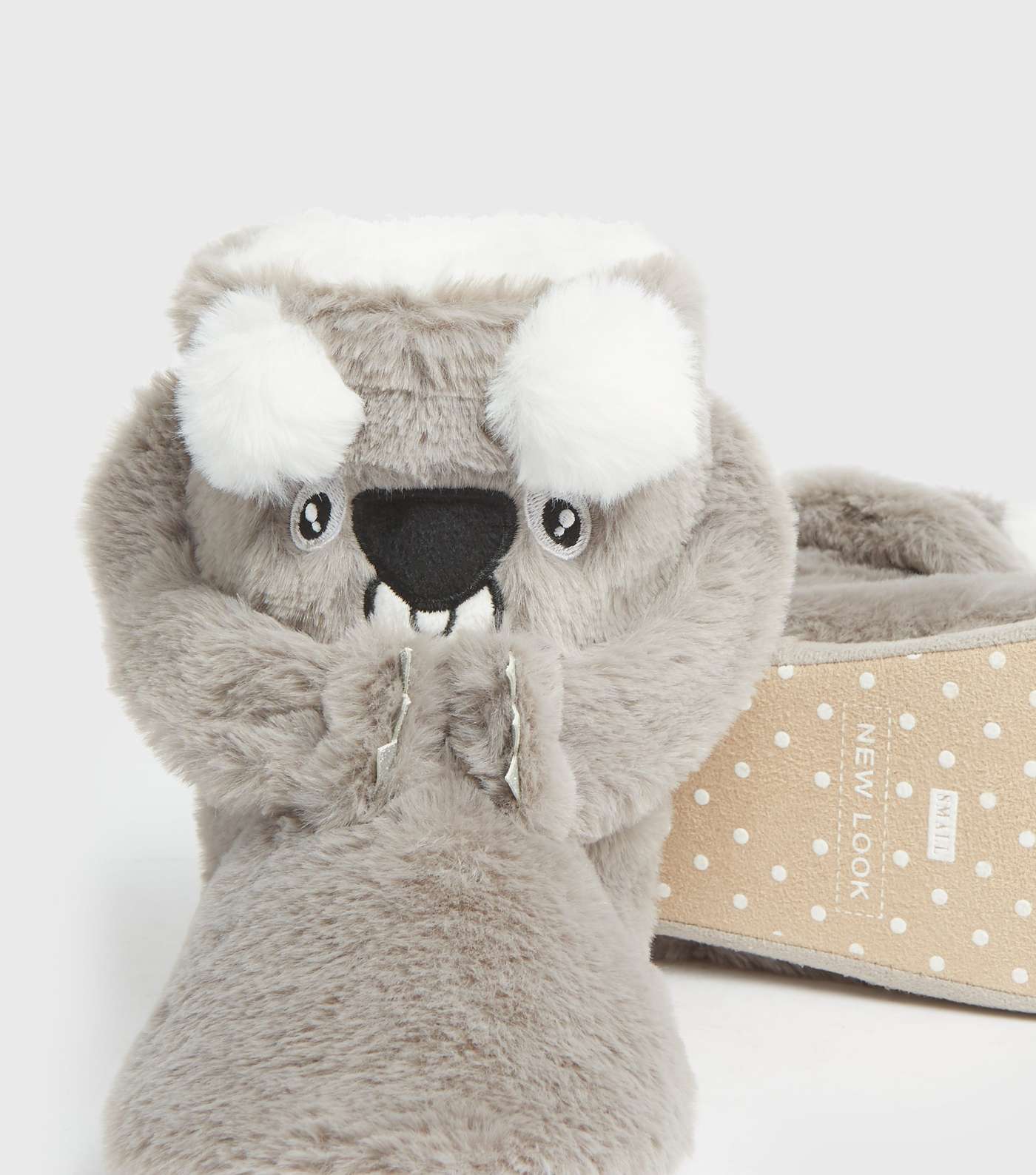 Grey Faux Fur Koala Boot Slippers Image 3