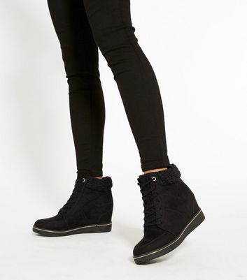 Black heeled trainers on sale