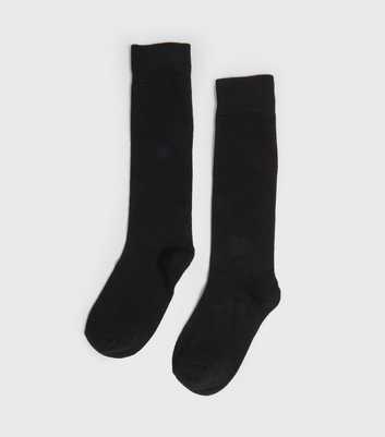 Girls 2 Pack Black Knee Socks