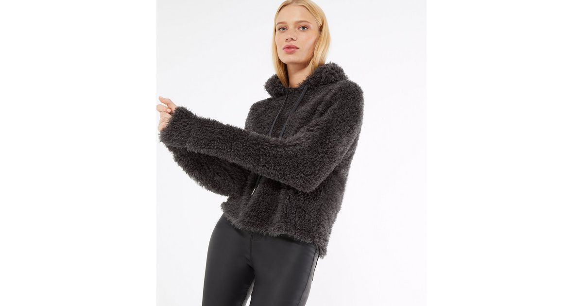 Fluffy hoodie grey Clearance