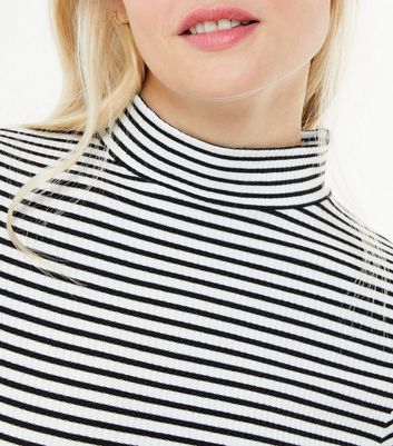 striped polo neck top