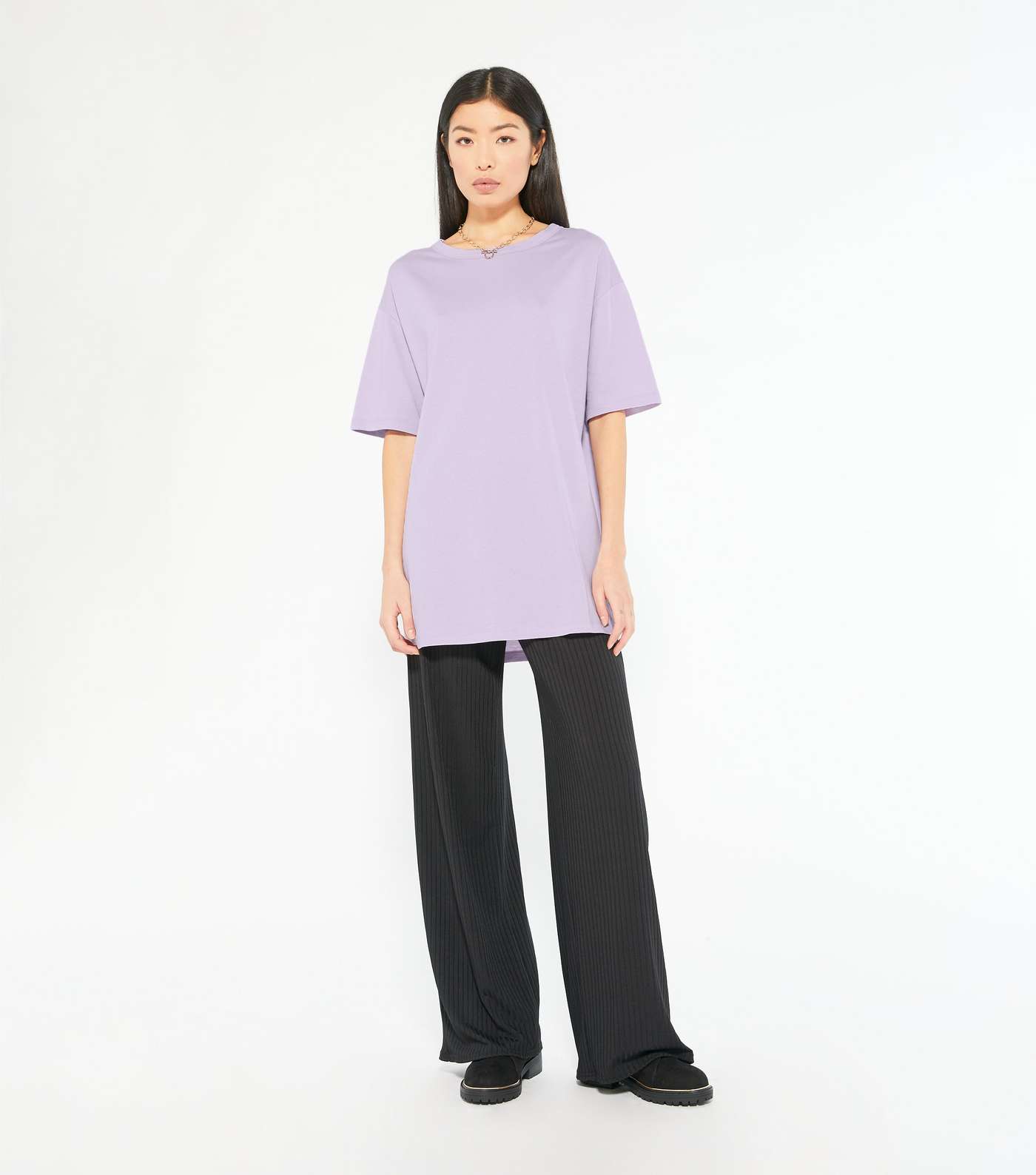 Light Purple Oversized Cotton T-Shirt  Image 2