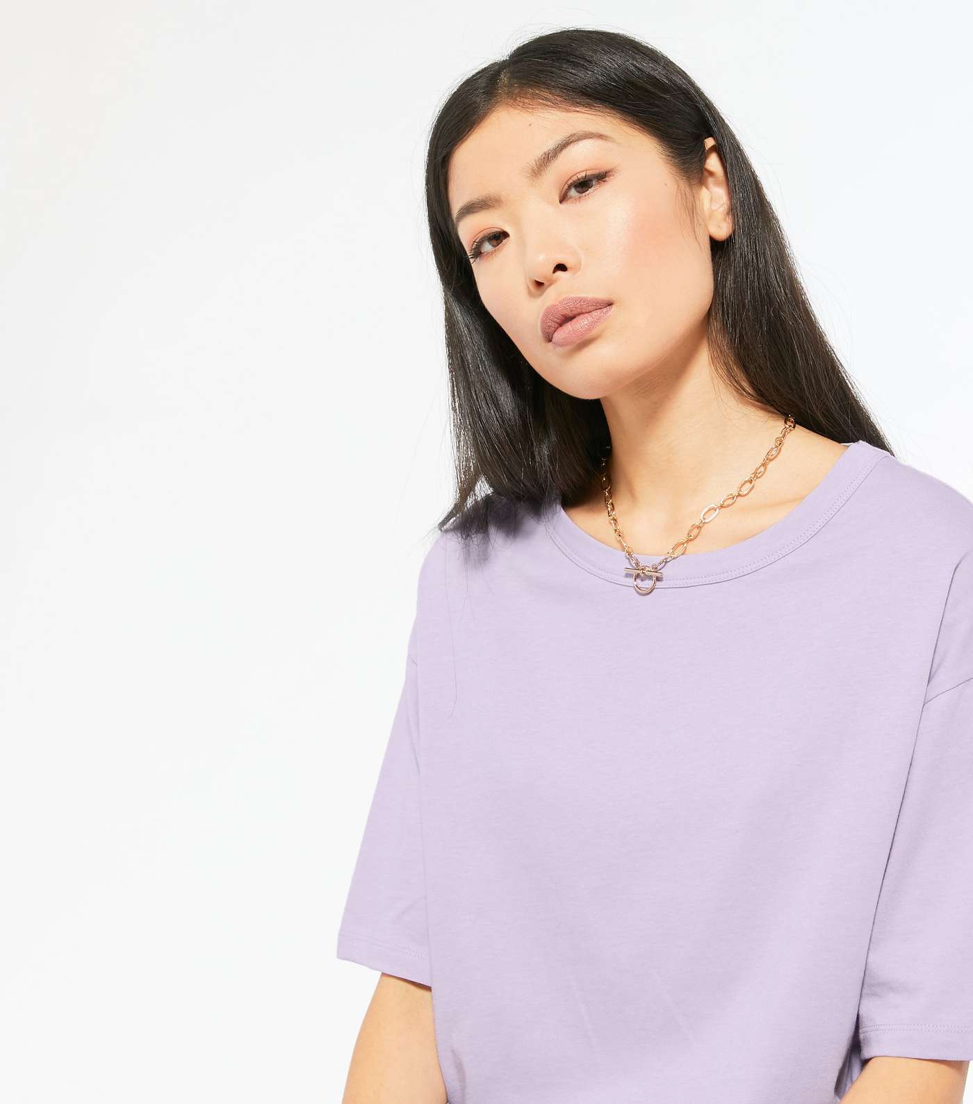 Light Purple Oversized Cotton T-Shirt  Image 4